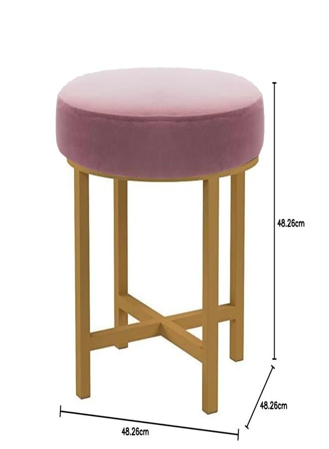JUMBO CRAFTS Pink Velvet Round Medium Sitting Stool/Pouffe - Modern Ottoman Stool for Living Room, Bedroom, Hallway - Pink Velvet Footrest Stool - Image 3