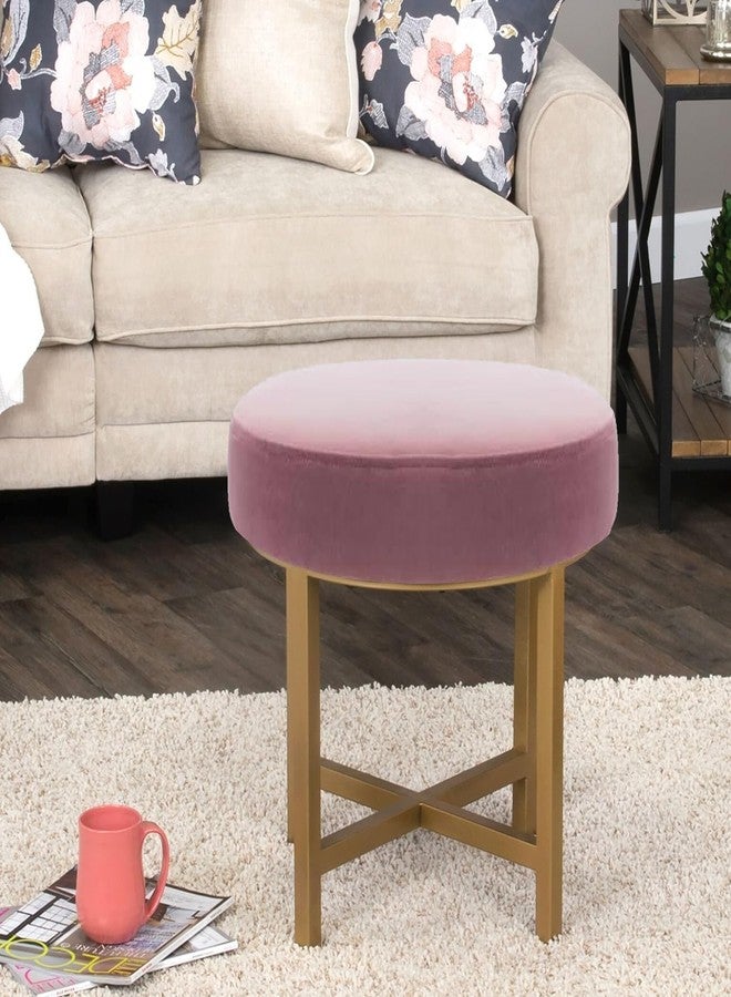 JUMBO CRAFTS Pink Velvet Round Medium Sitting Stool/Pouffe - Modern Ottoman Stool for Living Room, Bedroom, Hallway - Pink Velvet Footrest Stool - Image 5