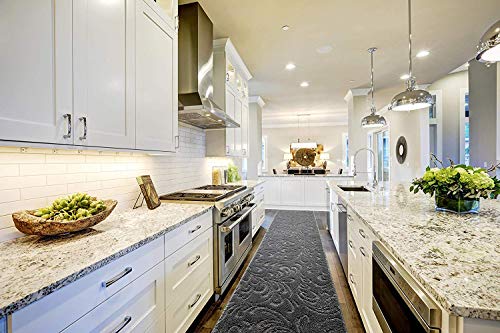 ORFA HOME 8 FT Long Non-Slip Washable Carpet Runner Rug with Rubber Backing, Custom Floor Mat for Kitchen Hallway Stairs Bedroom Bathroom Entry, Floral Anthracite Grey, Your Choice of Length, (26" X 8') - Image 4