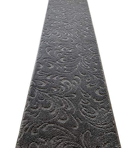 ORFA HOME 8 FT Long Non-Slip Washable Carpet Runner Rug with Rubber Backing, Custom Floor Mat for Kitchen Hallway Stairs Bedroom Bathroom Entry, Floral Anthracite Grey, Your Choice of Length, (26" X 8') - Image 2