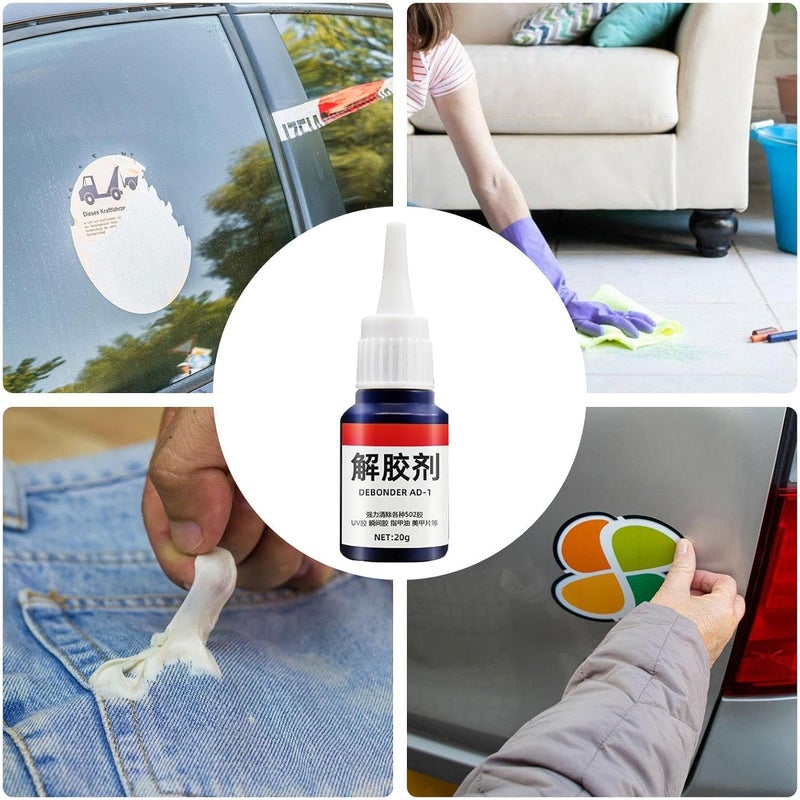 Super Glue Debonder, Glue Remover, Glue Cleaning Agent, Sticky Stuff Remover Liquid, Glue residuee Dissolver, Multifunctional Glue Remover for Nail Glue Metal Glass Marble Car Paint, 20g, 2Pcs - Image 2
