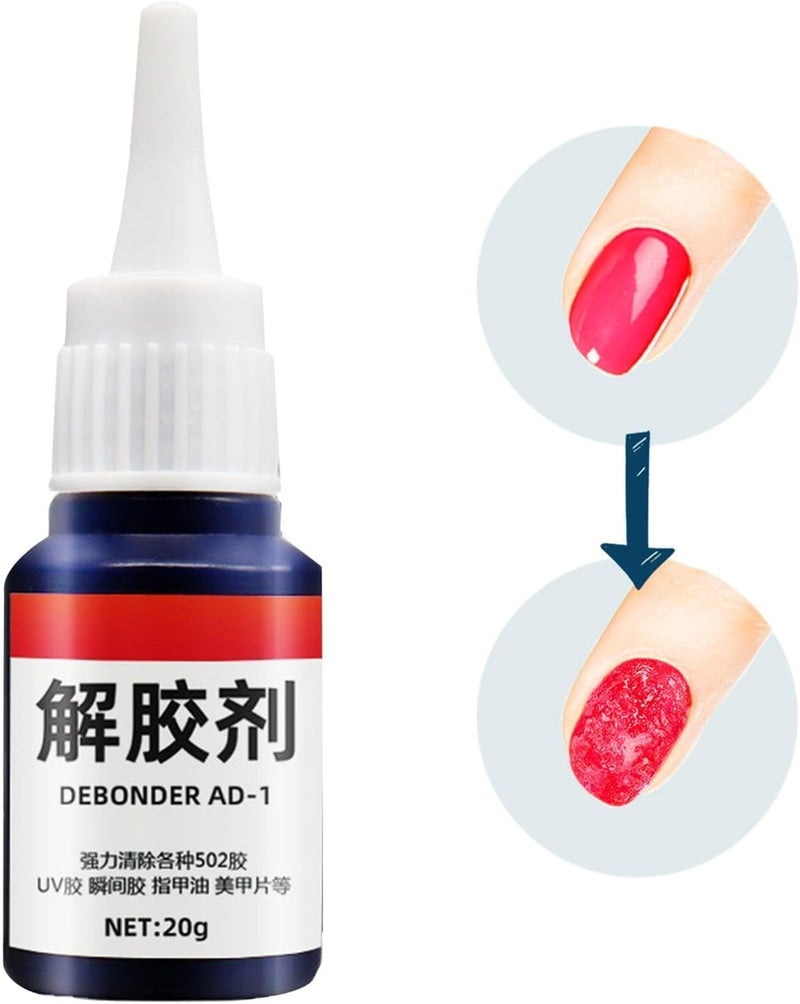 Super Glue Debonder, Glue Remover, Glue Cleaning Agent, Sticky Stuff Remover Liquid, Glue residuee Dissolver, Multifunctional Glue Remover for Nail Glue Metal Glass Marble Car Paint, 20g, 2Pcs - Image 3