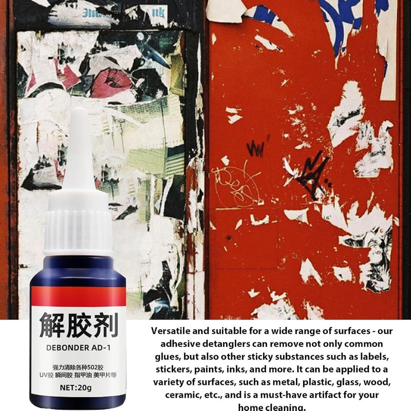 Super Glue Debonder, Glue Remover, Glue Cleaning Agent, Sticky Stuff Remover Liquid, Glue residuee Dissolver, Multifunctional Glue Remover for Nail Glue Metal Glass Marble Car Paint, 20g, 2Pcs - Image 5