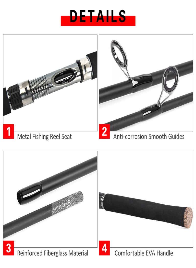 LEO 1.8M Portable Lightweight Fiberglass Fishing Rod 2 Sections Spinning Lure Rod Pole Fishing Tackle - Image 3