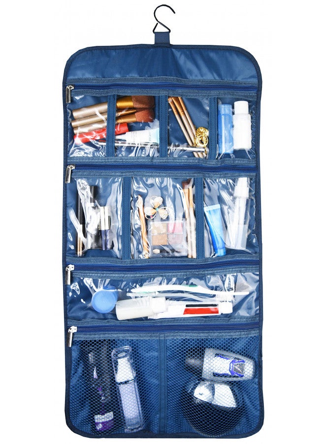Freegrace Premium Hanging Toiletry Travel Bag - Cosmetic, Jewelry, Toiletry & Accessory Storage Organizer Bag, Large Size, Various Compartments (Dark Blue) - Image 2