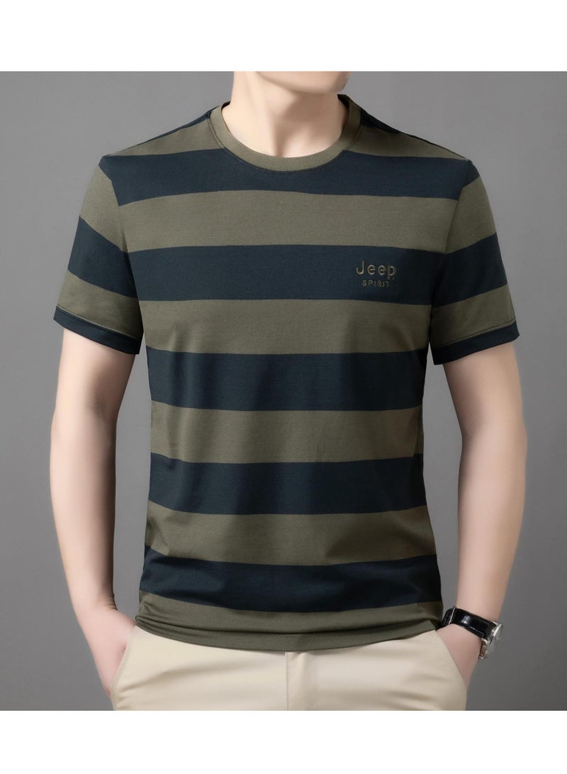 Jeep Men's  Short Sleeved T-shirt Round Neck Pullover Sweatshirt Simple Running Top  - Image 1