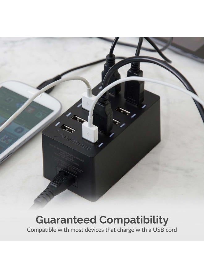 SABRENT شاحن سريع لسطح المكتب USB بحجم عائلي من سابرنت 60 واط (12 أمبير) 10 منافذ [معتمد من UL] - أسود (AX-TPCS) - Image 5