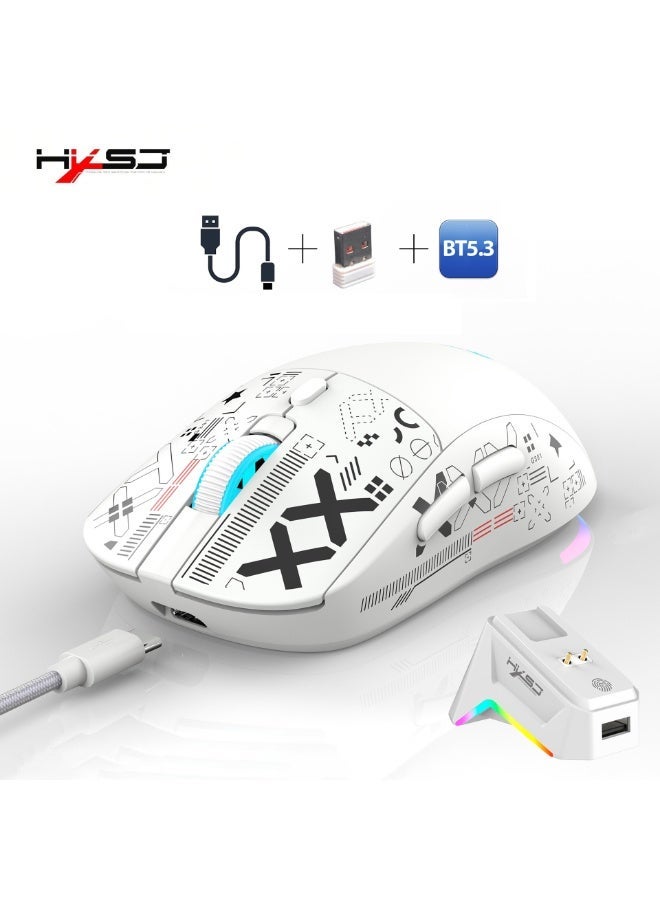 hxsj Hxsj T90pro Ultralight Wireless Gaming Mouse With Magnetic Rgb Charging Dock Tri Modes 5 Level Dpi Computer Mouse For Mac