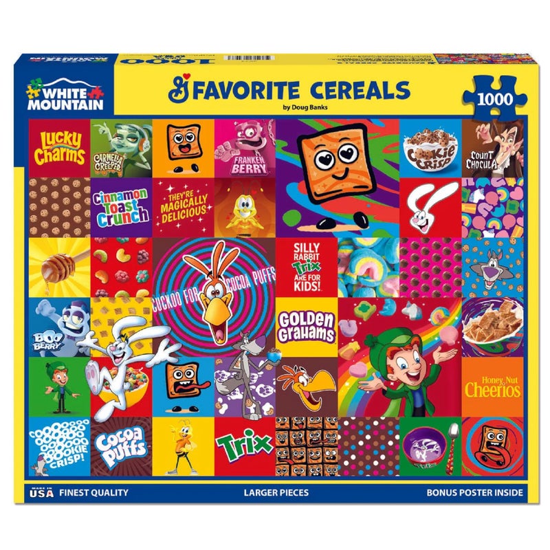 White Mountain 1000 Piece Jigsaw Puzzle Fun Collage Food Puzzles with Large Pieces Gift for Adults and Family 24x30 Favorite Cereal - Image 3