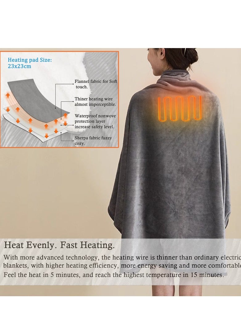 3-Level Heating Shawl Blanket Nap Blanket Winter Home Electric USB Powered Heated Throw 76x150cm - Image 4