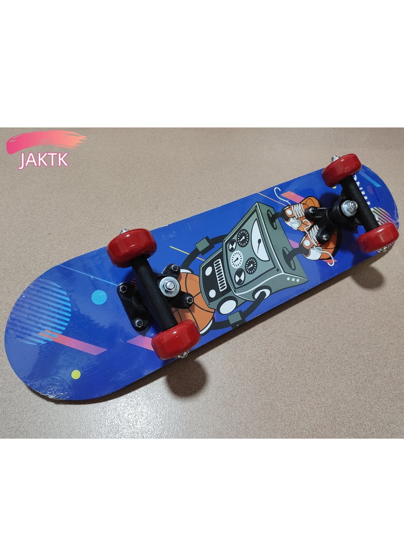 JAKTK 24 Inch Skateboard Quad Skateboard Slam Dunk Theme Colorful Double Sided Pattern Suitable for Beginner Skateboarders or Kids Teens  - Image 2