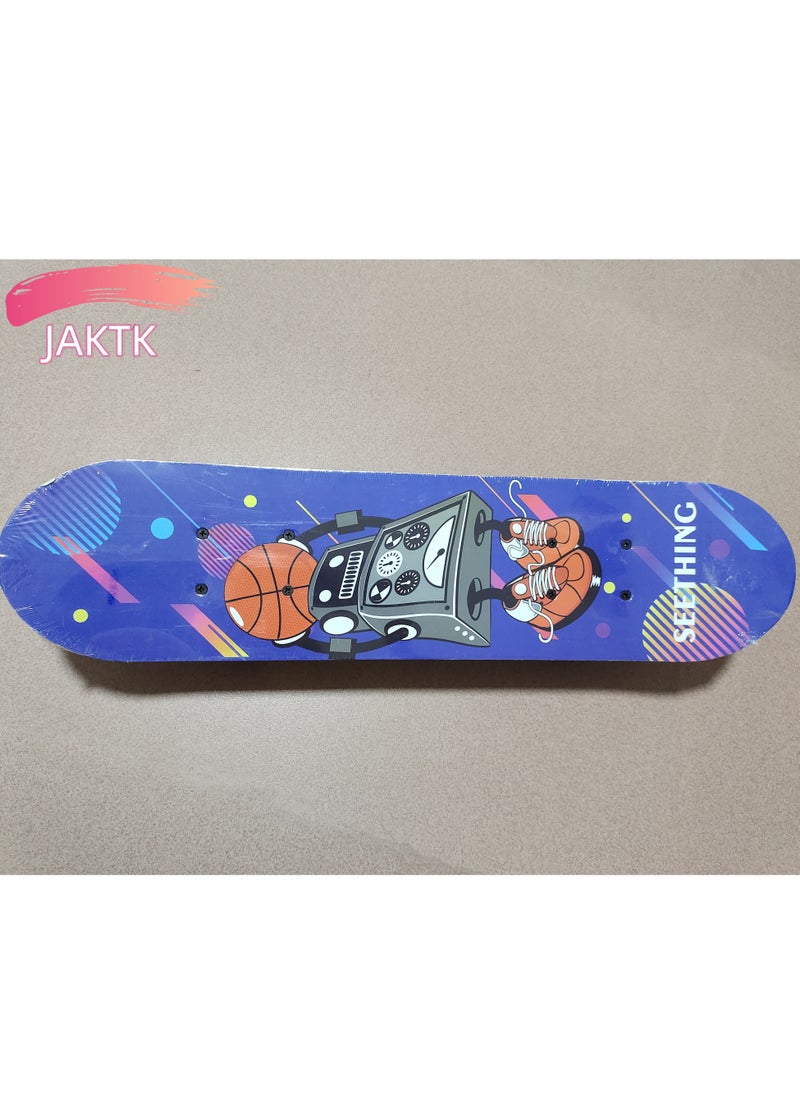 JAKTK 24 Inch Skateboard Quad Skateboard Slam Dunk Theme Colorful Double Sided Pattern Suitable for Beginner Skateboarders or Kids Teens  - Image 3