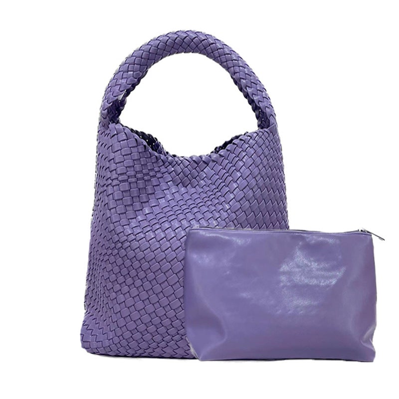Woven Bag Women'S Shoulder Bag Large Capacity Vegetable Basket Bag Shopping Bag Commuter Bag Women'S All-Match Bag - Image 1