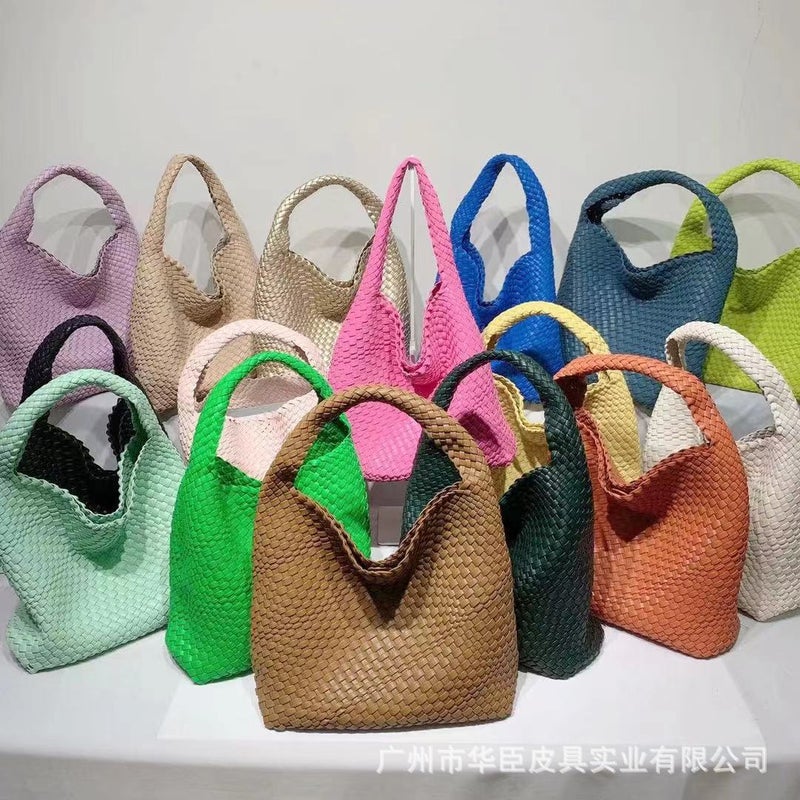 Woven Bag Women'S Shoulder Bag Large Capacity Vegetable Basket Bag Shopping Bag Commuter Bag Women'S All-Match Bag - Image 2
