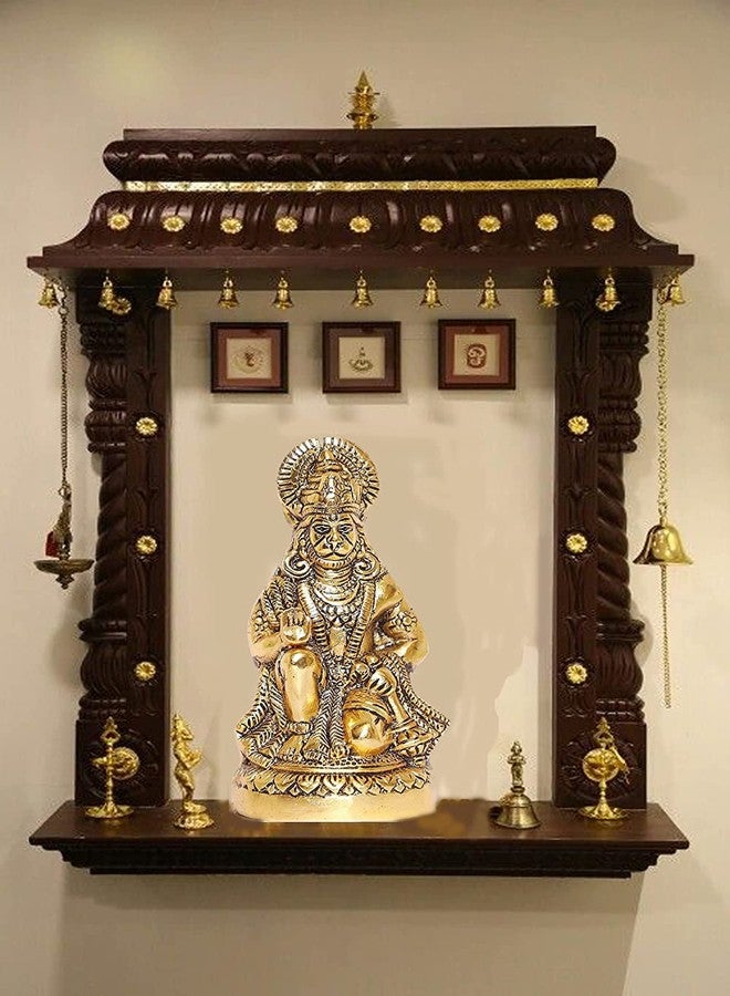 Denique Metal Lord Hanuman Sitting Bhagwan Hanuman Sitting Murti for Home Puja Idol Blessing Bajrangbali Statue for Pooja Gift Living Room,1 Pieace - Image 2