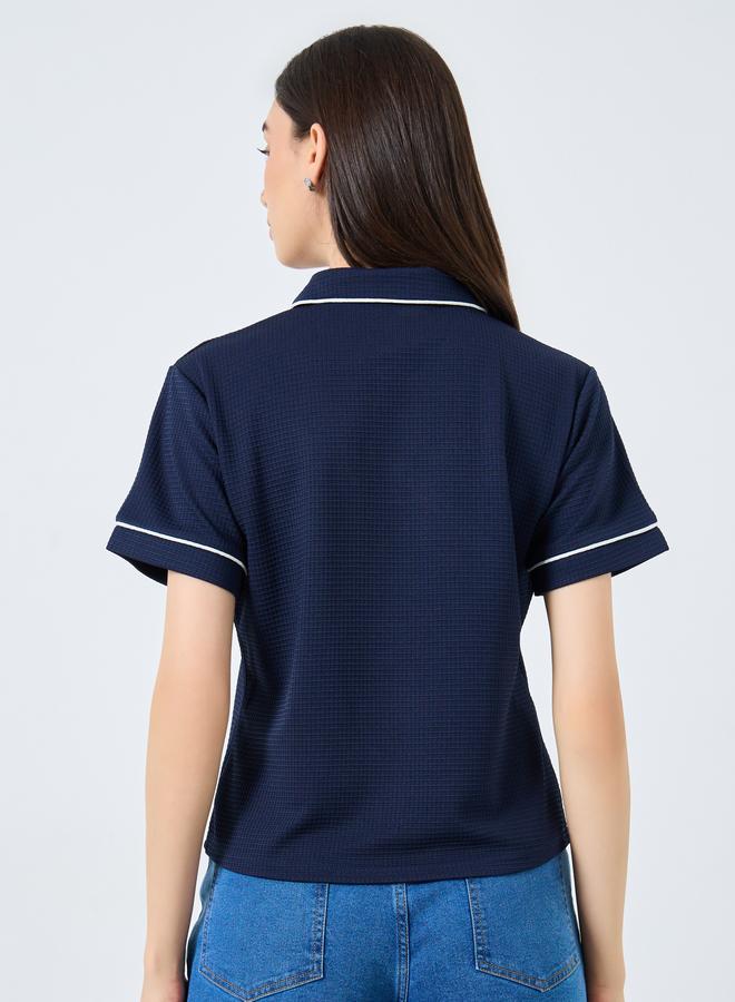 تايك تو بلوزة بولو سادة بأكمام قصيرة - Image 4