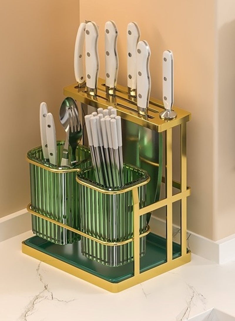 Chopstick and Knife Holder Gold and Green