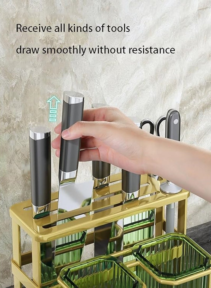 Chopstick and Knife Holder Gold and Green