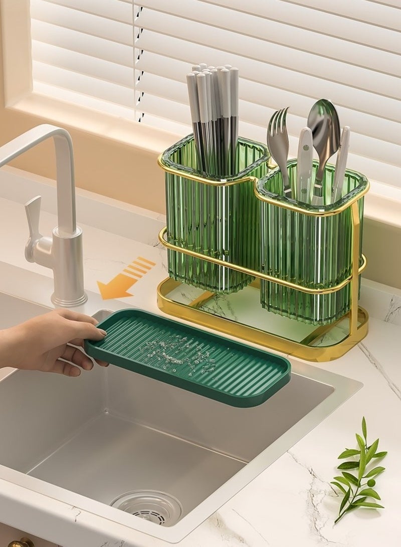 Chopstick and Knife Holder Gold and Green