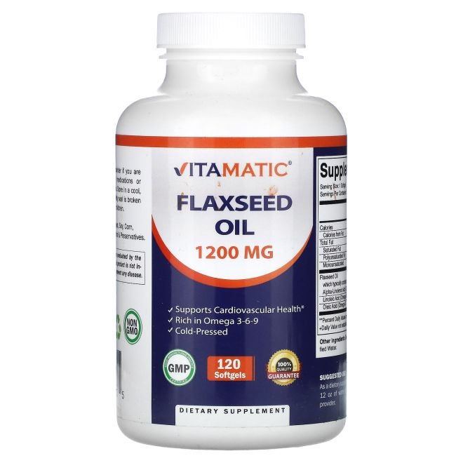 Vitamatic Flaxseed Oil 1200 mg 120 Softgels - Image 1