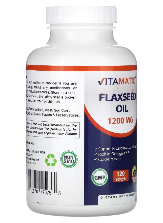 Vitamatic Flaxseed Oil 1200 mg 120 Softgels - Image 2
