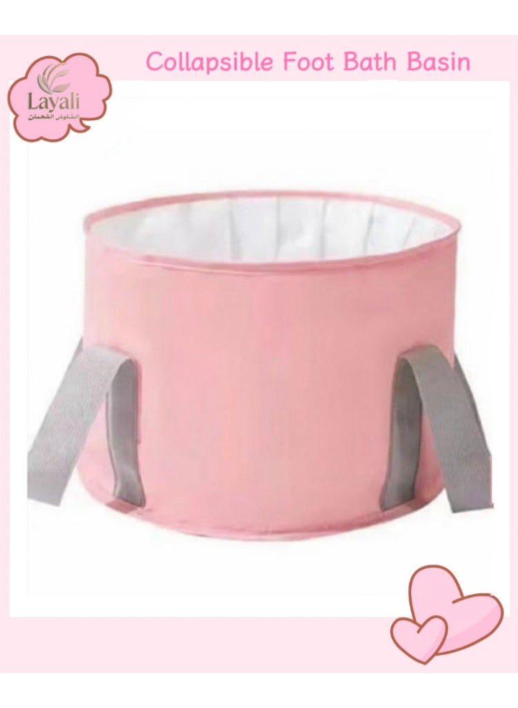 ليالي حوض قدم محمول للسفر ، وردي حراري سميك - Image 1