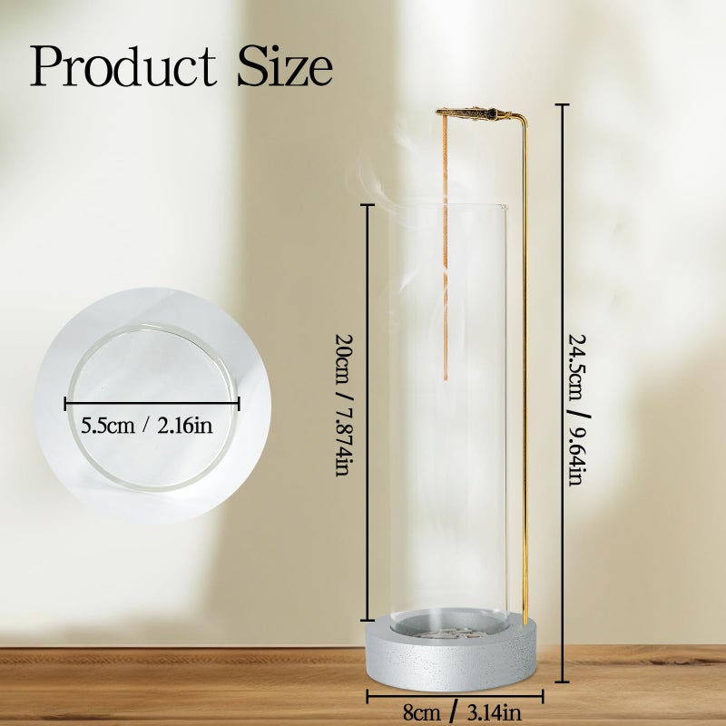 GARMOLY Incense Holder for Sticks, Anti-Ash Flying Incense Burner with 30 Incense Sticks, Detachable Glass Ash Catcher - Image 2