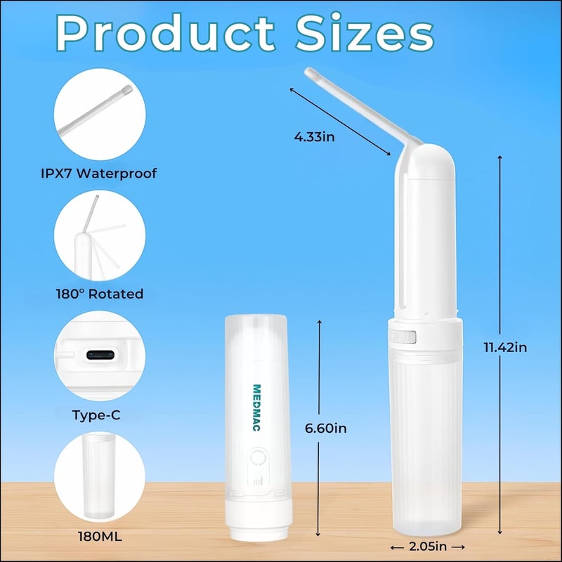 MEDMAC Portable Bidet for Travel, Rechargable USB-C 3 High Pressure Modes Travel Bidet Compact Waterproof Handheld Sprayer Device for Women, Men, Babies - Ideal for Personal Hygiene - Image 2