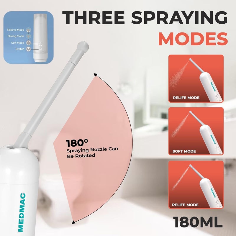 MEDMAC Portable Bidet for Travel, Rechargable USB-C 3 High Pressure Modes Travel Bidet Compact Waterproof Handheld Sprayer Device for Women, Men, Babies - Ideal for Personal Hygiene - Image 3