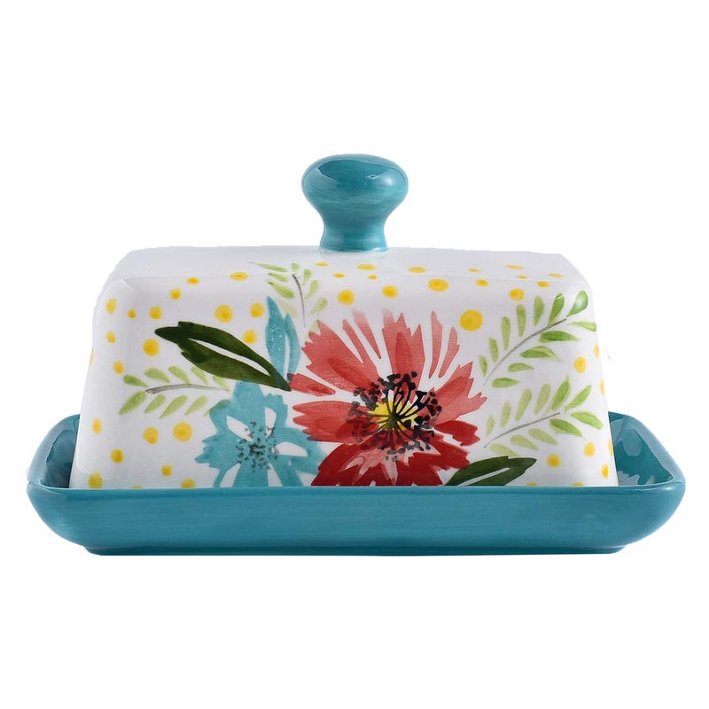 Wisenvoy Wisenvoy Butter Dish Ceramic Butter Dish with Lid Butter Keeper Butter Dish with Lid for Countertop Flower Butter Crock 