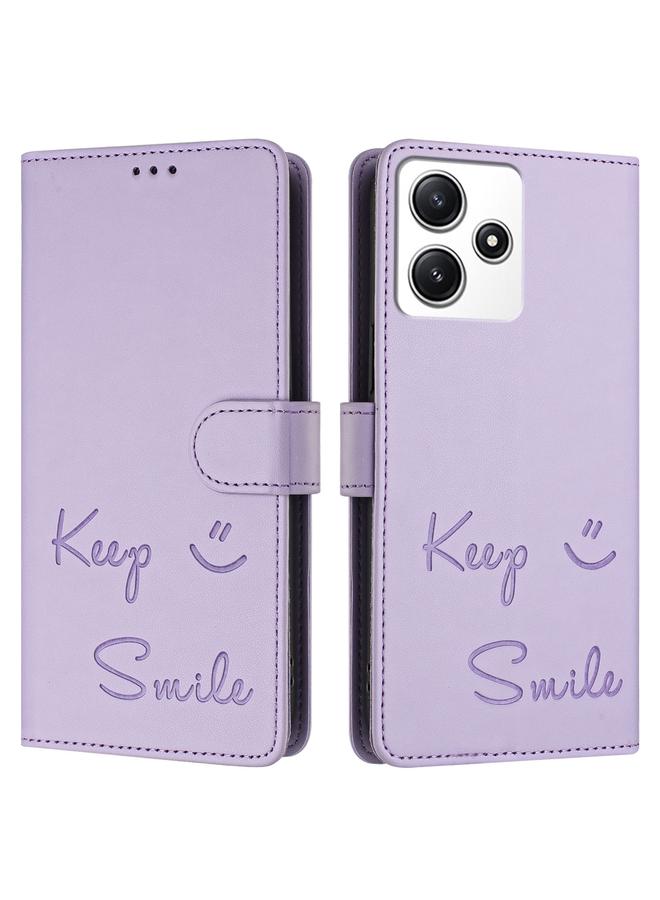 اس-توب جراب لهاتف Redmi Note 12R جراب هاتف جلدي بنقش ابتسامة بتقنية RFID - Image 3