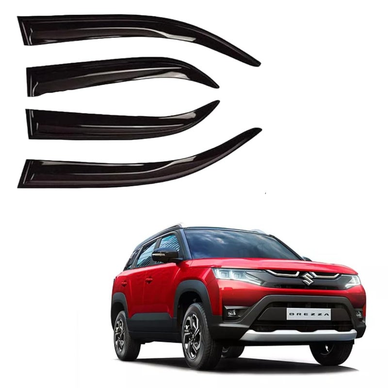 ROYALTECH Premium Non-Breakable Car Window Door Visor/Rain Guard/Wind Deflector Compatible for (Brezza - Latest Model(2022)) - Image 1