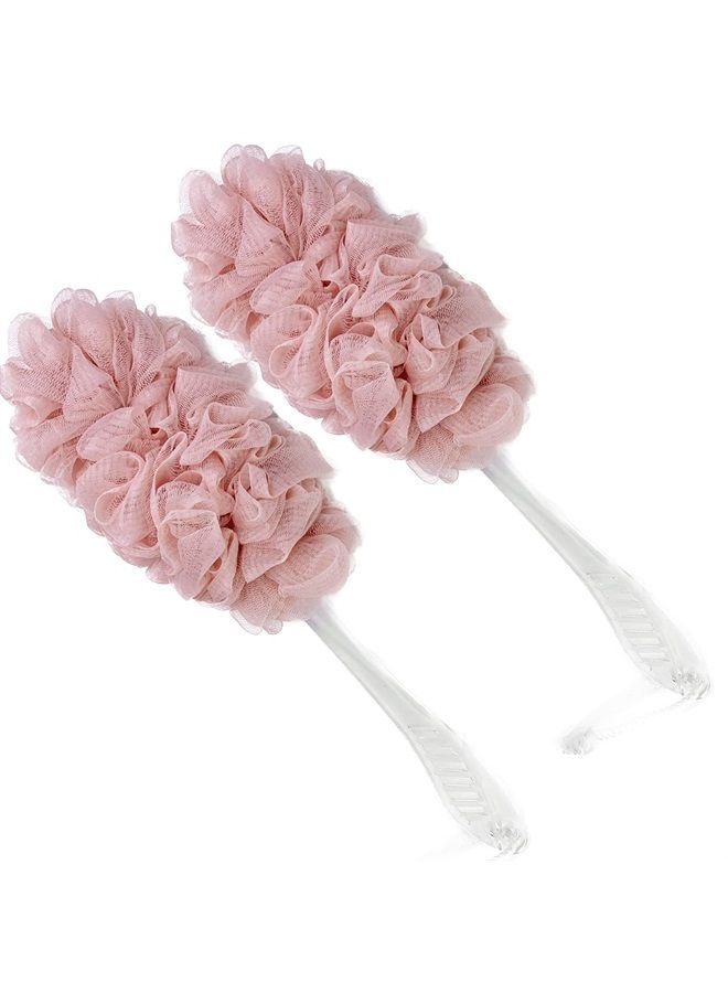PPHAO BASIC PPHAO - Back Loofah on a Stick for Men - Bath Brush Long Handle for Shower Elderly - Loofah Sponge for Women - Plastic Loofah - Bath Body Brush - Pink Loofah - 2Pack - Image 1