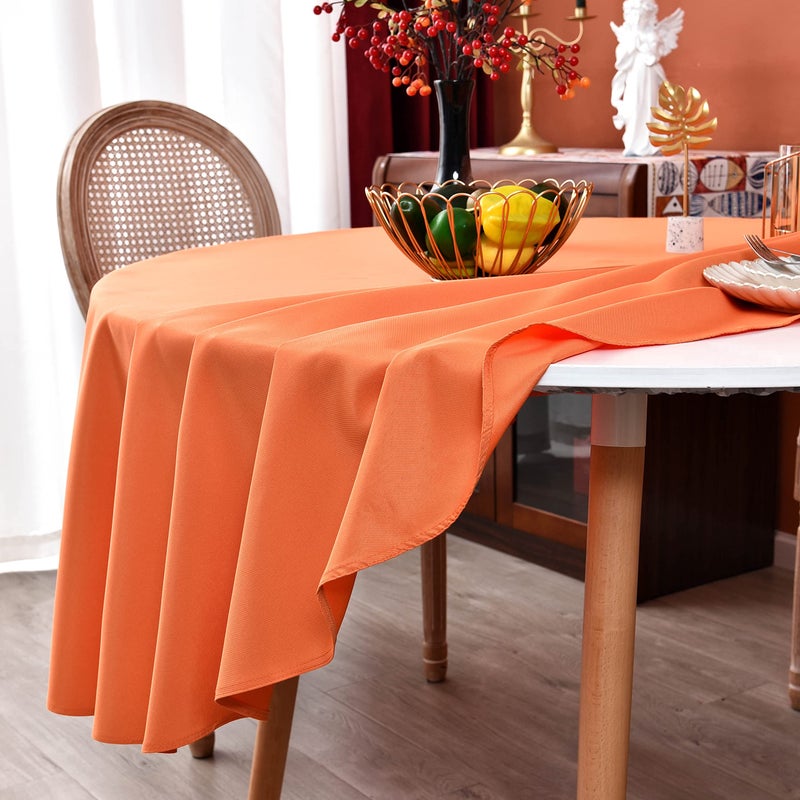 MEANMOY Orange 210 GSM Water & Stain Resistant Round Tablecloth for Circle Table - Solid 60 Inch Table Cloth Cover in Wrinkle Free Durable Washable Polyester Fabric for Wedding  Party  Banquet - Image 3