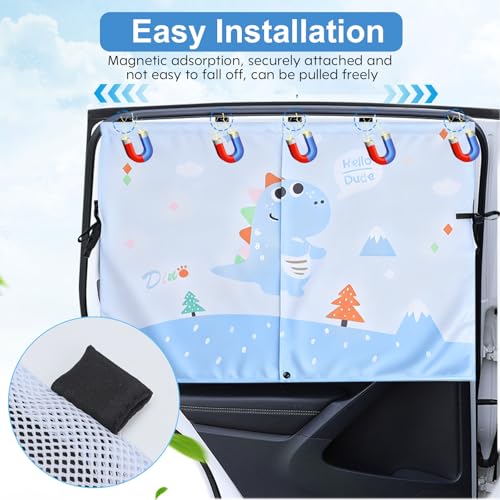 Zebrabox 2 PCS Magnetic Car Window Shade for Baby,Easy Installation Side Window Sunshades, Universal Fit for Most Cars Friendly Automotive Interior with Cartoon Patterns -for Baby - Image 4