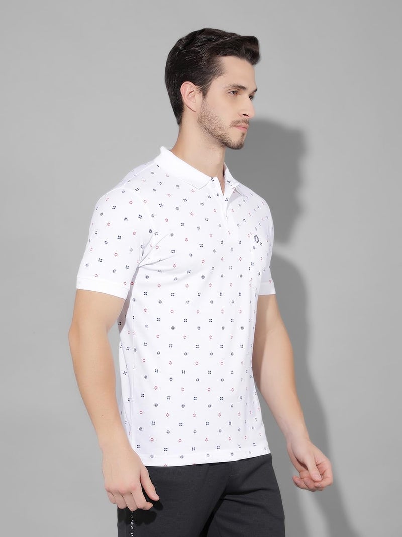 Dollar Mens Cotton Casual Printed Polo Tshirt (Pack of 1) White - Image 3