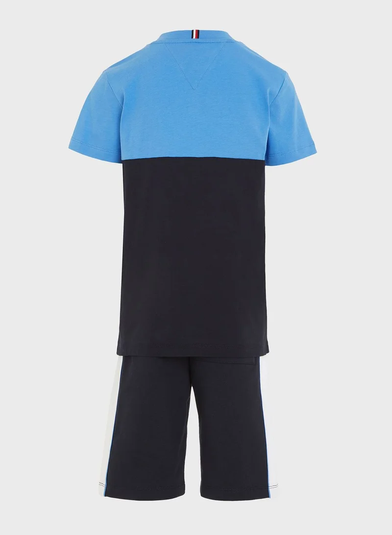 TOMMY HILFIGER Youth Color Block T-Shirt & Shorts Set