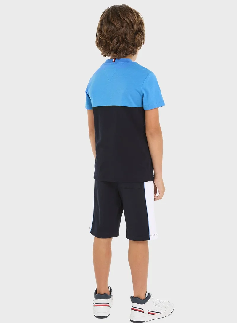 TOMMY HILFIGER Youth Color Block T-Shirt & Shorts Set