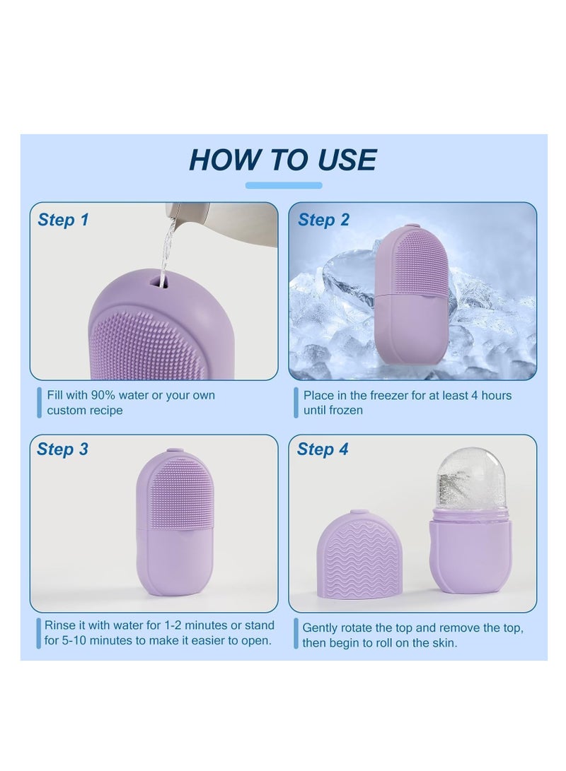 بكرة ثلج للوجه قابلة لإعادة الاستخدام، مثالية لتدليك الوجه، شد وتوحيد لون البشرة، تقليل الانتفاخ تحت العين والتجاعيد، مع فرشاة تنظيف تمنح البشرة توهجًا صحيًا ومظهرًا مشرقًا (اخضر) - Image 3