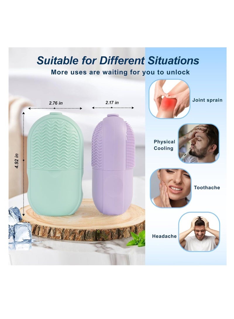 بكرة ثلج للوجه قابلة لإعادة الاستخدام، مثالية لتدليك الوجه، شد وتوحيد لون البشرة، تقليل الانتفاخ تحت العين والتجاعيد، مع فرشاة تنظيف تمنح البشرة توهجًا صحيًا ومظهرًا مشرقًا (اخضر) - Image 4