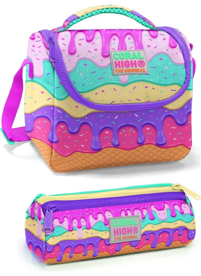 CORAL HIGH Colorful Ice Cream Girl's Lunchbox Set