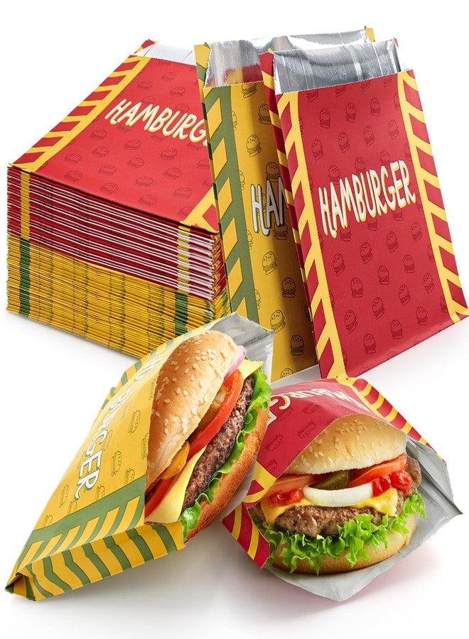 ZEAYEA 200 Pack Burger Wrappers, Aluminum Foil Hamburger Sleeves for Sandwich, BBQ, Water and Grease Resistant Hamburger Bags for Party, Restaurant - Image 1