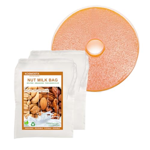 Kosmosta 2 Pack Nut Milk Bags with Fruit Roll Sheets, 100 Micron Reusable Nylon Food Strainers Bags Multi-use Food Grade Almond Milk Filter Bags, Fine Mesh Nylon Cheesecloth & Cold Brew Coffee Filter - Image 1
