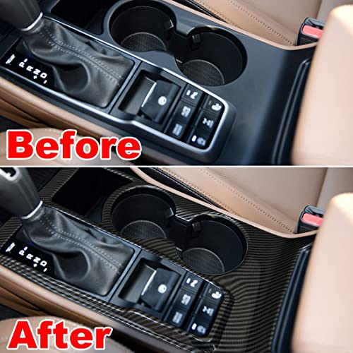ruihe Carbon Fiber Pattern Car Gear Shift Knob Console Panel Trims Cup Holder Frame Cover Compatible with Fit for Hyundai Tucson 2016 2017 2018 2019 2020 North American Version - Image 3