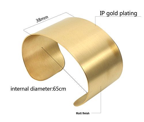 COUYA Gold Plated Wide Matt Cuff Bangle Bracelets for Women Blank Satin Bracelet Wristband Adjustable Size - Image 2