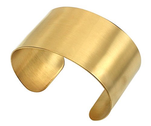 COUYA Gold Plated Wide Matt Cuff Bangle Bracelets for Women Blank Satin Bracelet Wristband Adjustable Size - Image 5