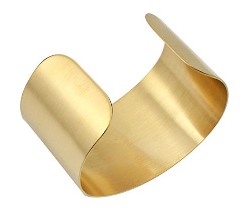 COUYA Gold Plated Wide Matt Cuff Bangle Bracelets for Women Blank Satin Bracelet Wristband Adjustable Size - Image 3