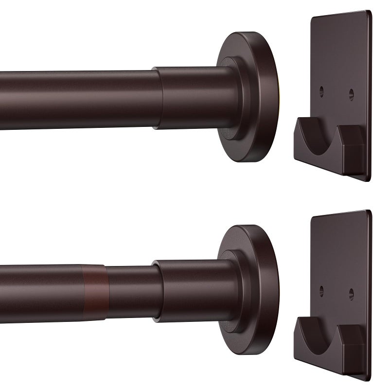 CorkLatta Matte Bronze Shower Curtain Rod,1 Inch Diameter Stainless Steel Adjustable Spring Tension Rods 32 to 80",with Holders,Anti-Slip,Curtain Rods No Drilling(1 Pack) - Image 1
