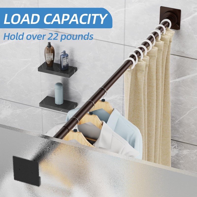CorkLatta Matte Bronze Shower Curtain Rod,1 Inch Diameter Stainless Steel Adjustable Spring Tension Rods 32 to 80",with Holders,Anti-Slip,Curtain Rods No Drilling(1 Pack) - Image 3