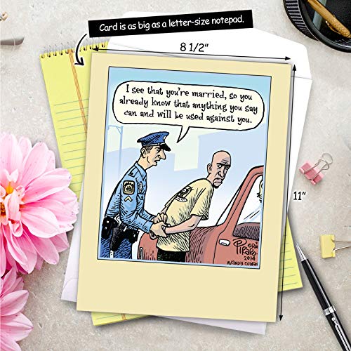 NobleWorks Oversize Funny Anniversary Paper Card 8.5 x 11 Inch with Envelope (1 Pack) Large Jumbo Couple, Husband, Wife, Parents Anniversary Congratulations Married Arrest J9774 - Image 3